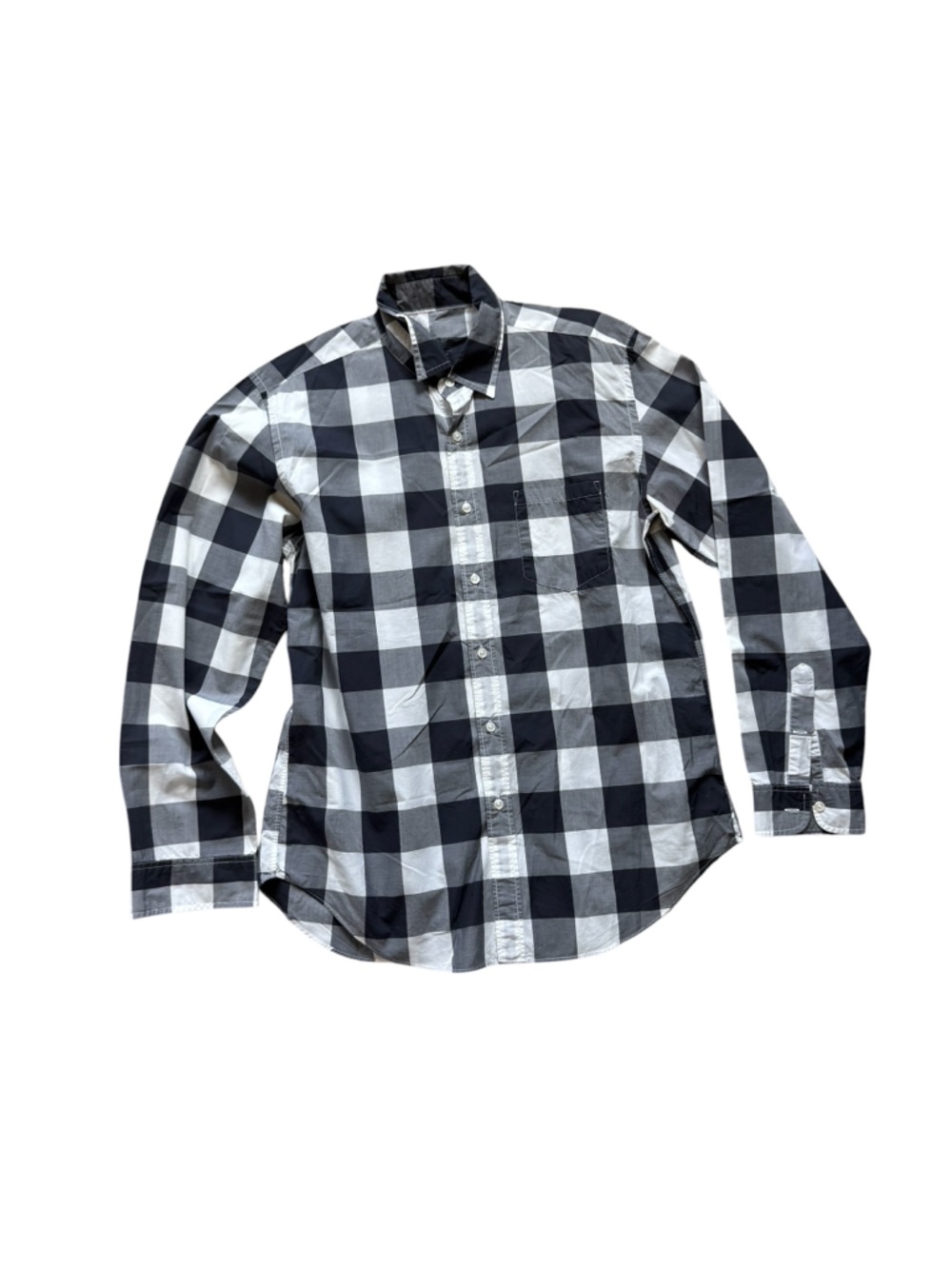 J. Crew navy and White Buffalo Check Button-Down Shirt
